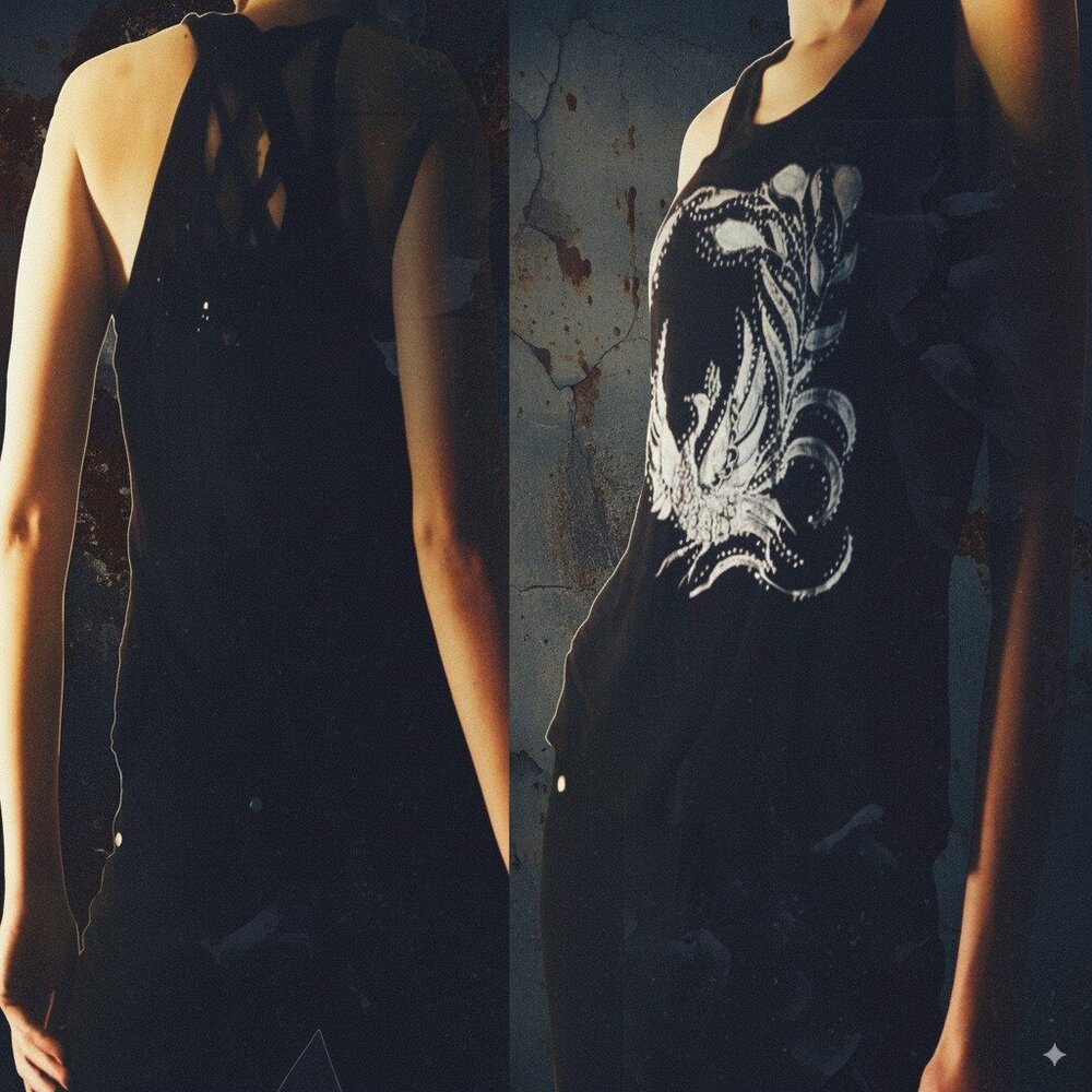 Vintage Y2K Phoenix Graphic Tank Top | Slashed Back | Goth McBling